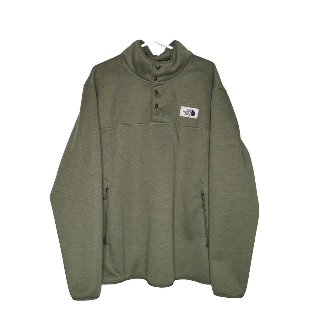 The North Face Men Sherpa Patrol 1/4 SNAP Heavy Fleece Pullover Jacket Olive XXL
